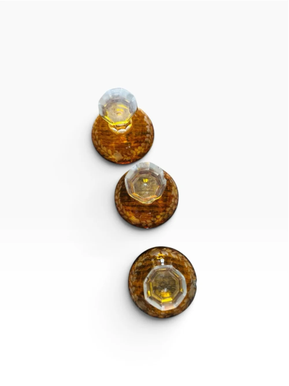 Antique Vintage 7 Pc Set Amber Bohemian Glass Cut Glass Beautiful Floral Designs